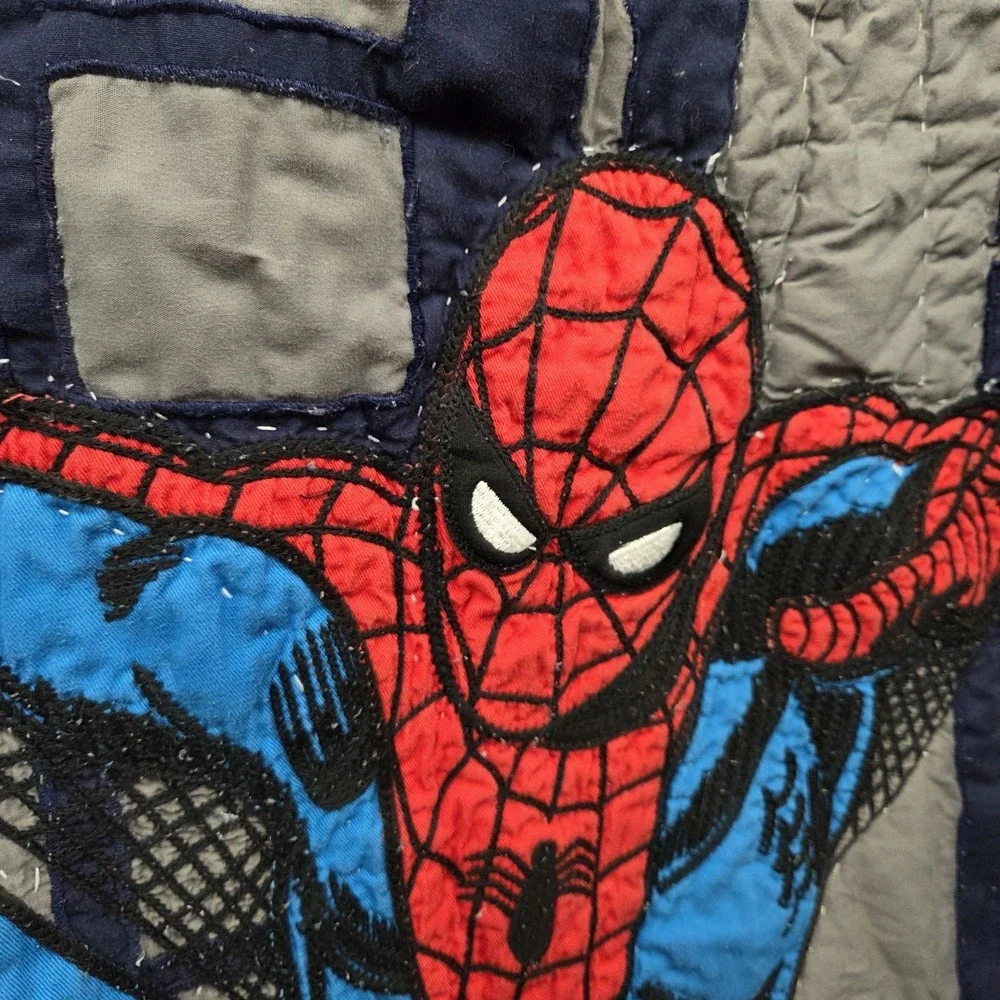 Pottery Barn  Marvel Spider Man Quilt Twin Size Blanket Blue Web Bedding Retired